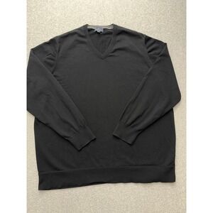 Brooks Brothers Sweater Mens 2XLT Tall‎ Black Supima Cotton V Neck Pullover Knit